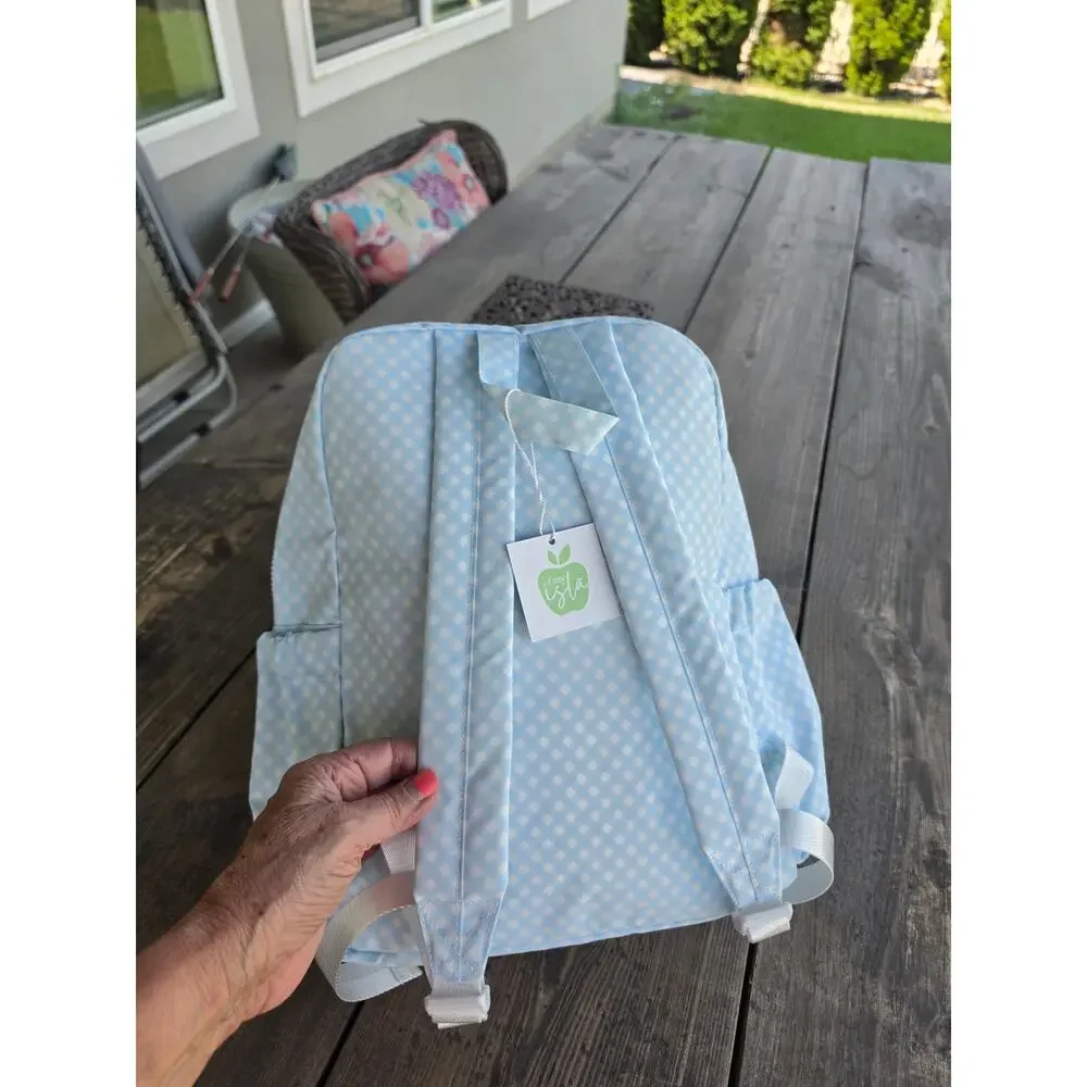 New apple of my Isa gingham Blue backpack / wipeable / drink holder